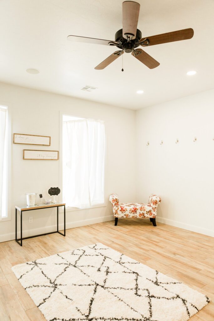 interior of bridal suite at redbud ranch venue