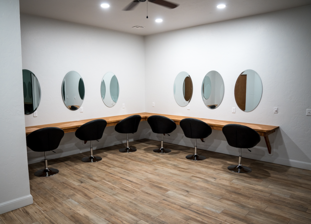 spacious vanity for bride and bridesmaids