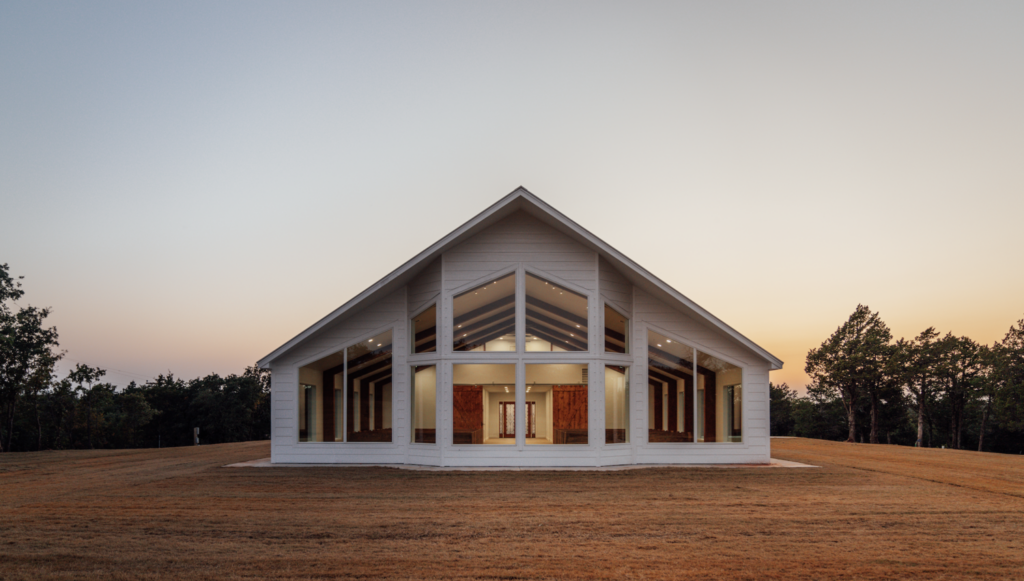 large windows on wedding chapel